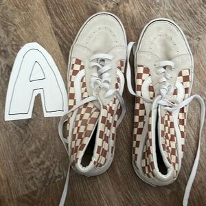 Vans size 12, orange and beige, used gently